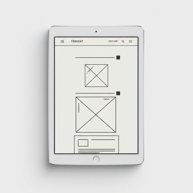 Custom Website Design on Monochrome Tablet